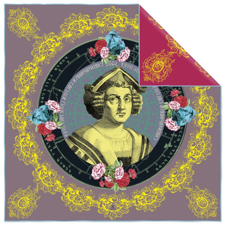 Christopher Columbus Double-sided silk scarf 90