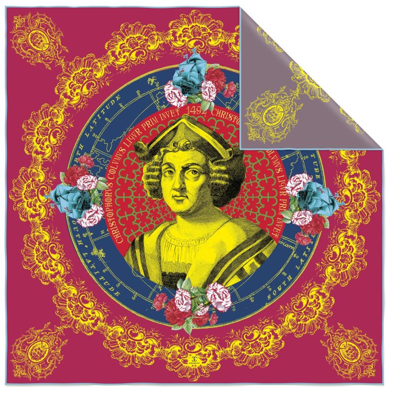 Christopher Columbus Double-sided silk scarf 90