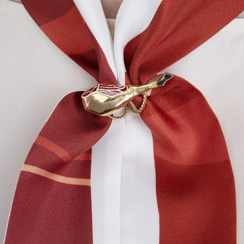 "Pata Negra" Iberian Ham scarf ring enameled on gold 18K