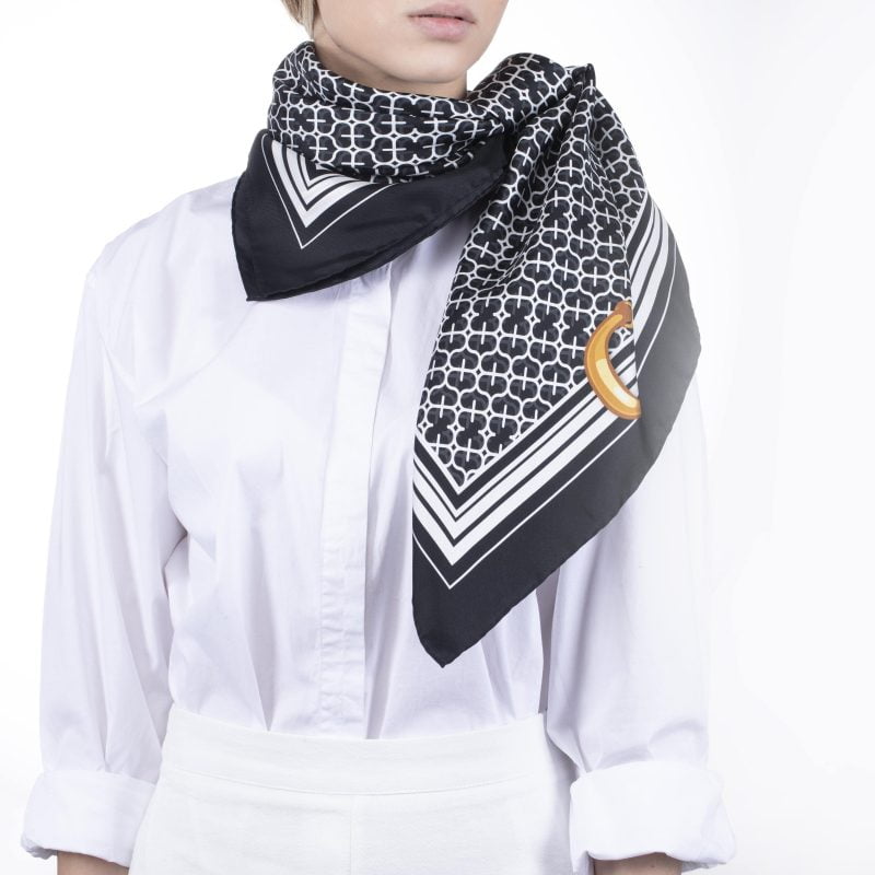 Black silk scarf "Logomania" 90